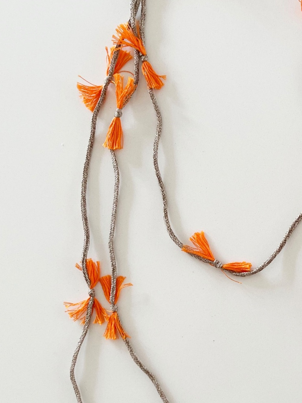 Boho Orange Tassel 54” Long Strand Convertible Wrap Necklace. - Picture 3 of 5
